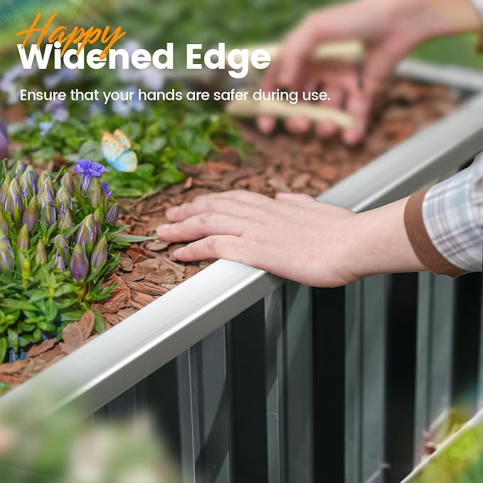 KING BIRD Raised Garden Bed 68" x 36" x 12" Galvanized Steel Metal Outdoor - Image 4