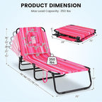 GYMAX Tanning Chair, 350lbs Beach Lounge Chair - Image 3