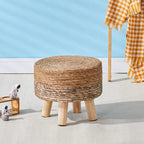 Wimarsbon Round Foot Stool Natural Seagrass Poufs Ottoman Hand Weave Footrest - Image 6