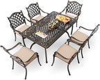 7-Piece Cast Aluminum Patio Furniture, Patio Dining Set by Unknown