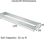 12x2x1ft Galvanized Raised Garden Bed, Outdoor Planter Box Metal Patio Kit - Image 2
