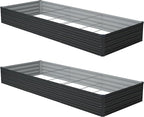 12x4x1 ft Galvanized Raised Garden Bed, Outdoor Planter Box Metal Patio Kit by Zunatu