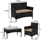 PayLessHere 4 Pieces Patio Furniture Set Rattan Outside Furniture Wicker Sofa - Image 8