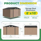 Devoko 10 x 8 FT Outdoor Storage Shed, Metal Garden Sheds & Outdoor Storage - Image 6