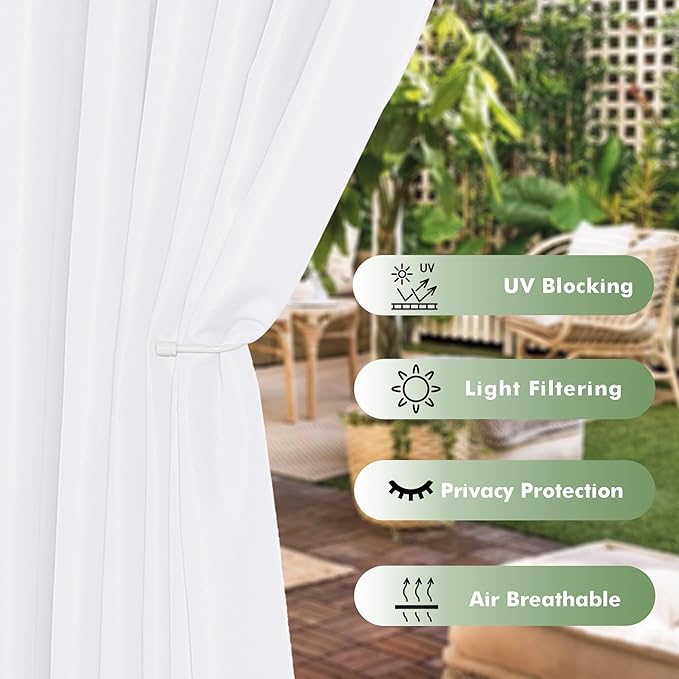 HolidayIdeas Outdoor Curtains for Patio Waterproof, 8 Panels - Image 3