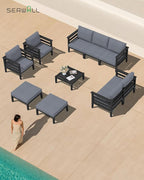 SERWALL HDPE Patio Furniture Set, 2 Pieces Outdoor Sectional Sofa Set, - Image 7