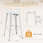 Furmax 30 Inch Metal Bar Stools Set of 4, Counter Height Backless Stools - Image 3