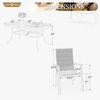 Sophia & William Outdoor Dining Set 7 Pieces, 6 x Aluminum Stackable Chair - Image 7