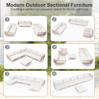 6 Piece Modern Outdoor Sectional Sofa, Weather-Resistant Metal Frame and - Image 3