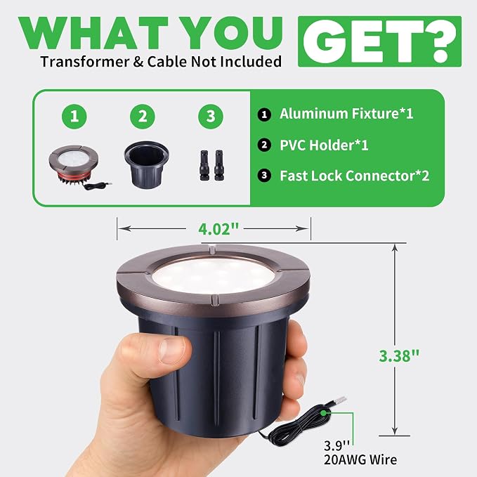 Low Voltage Well Lights LED, Bright 12V Landscape Lights Outdoor IP67 Waterproof - Image 7