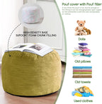 HIGOGOGO Round Stuffed Pouf Ottoman, Corduroy Poufs - Image 5