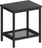 Outdoor Side Table with Storage, 2-Tier Patio End Tables Weather Resistant by Wehaveahome