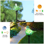 Bshine Solar Garden Decoration Outdoor Green Bird Lights, 2 Pack Hand Blown - Image 3