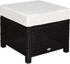 Outsunny 20" Patio Wicker Ottoman, Additional Seating, Side Table by Outsunny
