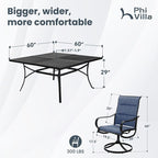 PHI VILLA 9 Pcs Outdoor Patio Dining Set, 8 Outdoor Padded Swivel Dining Chairs - Image 8