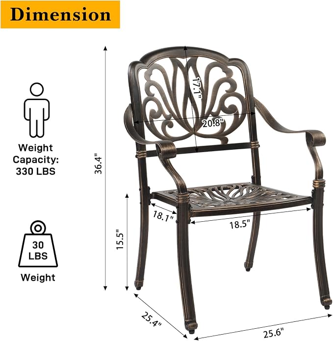 VINGLI 7-Piece Outdoor Dining Set, Cast Aluminum Patio Furniture Set - Image 7