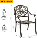 VINGLI 5 Pieces Outdoor Patio Dining Set, Cast Aluminium Patio Furniture Set - Image 9