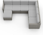 HAPPATIO 7 Piece Patio Conversation Set, Rattan Wicker Outdoor Sectional Sofa - Image 3