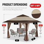 CROWN SHADES 11x11 Pop Up Gazebo, Patented One Push Outoor Canopy Tent - Image 6