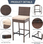 ECOTOUGE Patio Bar Stools Set of 2, Wicker Barstools - Image 4