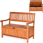 Tangkula Outdoor Wood Storage Bench Deck Box, Entryway Porch Storage Bench - Image 9