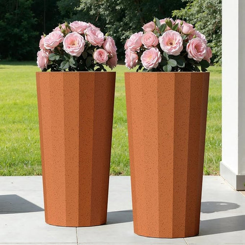 23.6" Tall Outdoor Planters Set of 2, Large Planters by Outdoorchairs