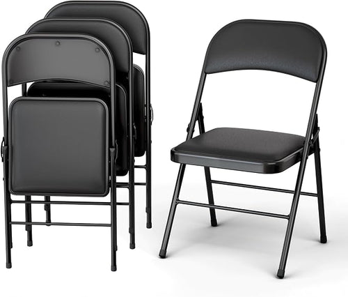 4 Pack Leather Chair | Foldable & Stackable | 350 lbs Capacity Steel Frame Seats by OurModernSpace