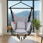 Hammock Chair Hanging Rope Swing Chair, Max 450 Lbs, Large Hanging Chair - Image 7