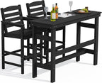 SERWALL Outdoor Bar Table and Chairs Set, Adirondack Bar Chairs Set of 2 and by SERWALL