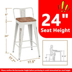 WENTMENT Bar Stools Set of 4, Industrial Style, Metal Frame, Distressed White - Image 2