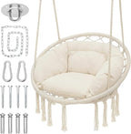 Monibloom Hanging Hammock Chair w/Large Comfy Cushion, Macrame Swing Chair by Monibloom