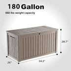 180 Gallon Resin Deck Box, Lockable Patio Outdoor Storage Box - Image 6