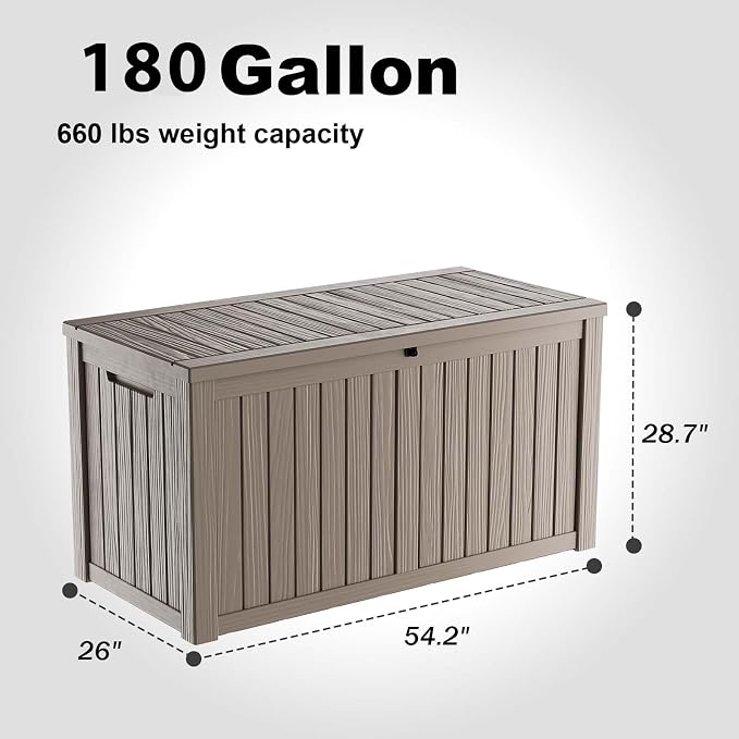 EasyUp 180 Gallon Outdoor Deck Box Waterproof, UV Resistant Resin Outdoor - Image 2
