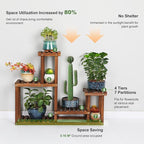 Pine Wood Plant Stand Indoor Outdoor Multi Layer Flower Shelf Rack Higher and - Image 3