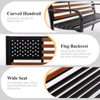 50" Outdoor Garden Bench, Cast Iron Metal Frame Patio and Porch Welcome Benches - Image 5
