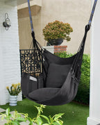 Halalona Hammock Chair Hanging Hammock Chair Rope Swing 2 Cushions - Image 6