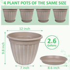 FGstyle 12 Inch Pots for Plants, 4 Pack Tall Planters, Large Flower Pots - Image 6