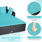COSTWAY Outdoor Patio Rattan Daybed, Sponge Cushioned Loveseat Sofa - Image 8