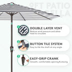 JEAREY 9FT Outdoor Patio Umbrella Outdoor Table Umbrella - Image 2