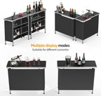 VINGLI 43" Portable Bar Table, 3-Tier Shelves, Mobile Bar Table - Image 8