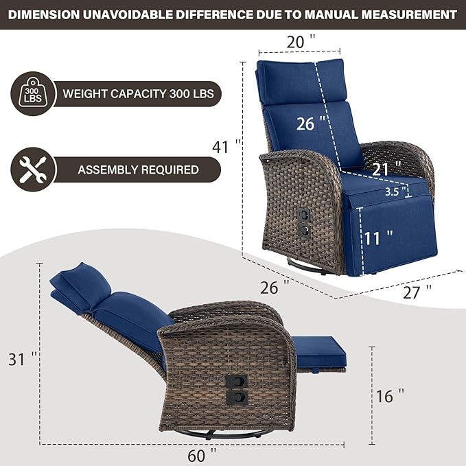 Belord Swivel Outdoor Recliner Chair Set of 2 - Image 3