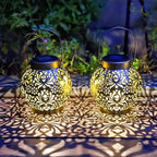 2 Pack Outdoor Solar Hanging Lantern Lights Metal LED Decorative Lamp - Image 3