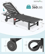 SERWALL Outdoor Chaise Lounge Chair, HDPE Patio Lounge Chair - Image 3
