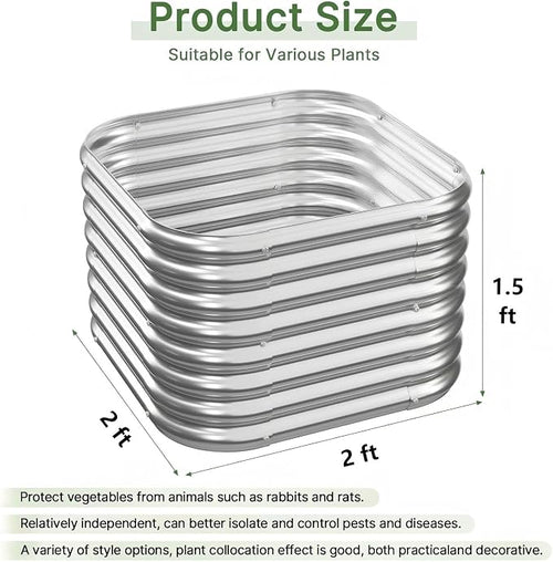 4 PCS Tall 2x2x1.5ft Galvanized Raised Garden Bed Outdoor, Metal Garden Bed - Image 2