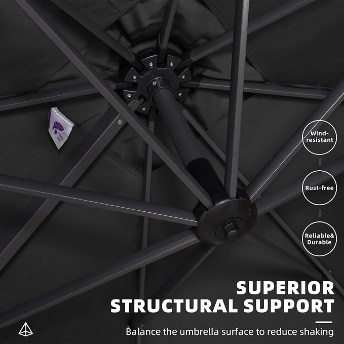 PURPLE LEAF 10' X 13' Square Cantilever Umbrella Patio Umbrella - Image 7