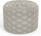 SIMPLIHOME Coates Contemporary Round Macrame Pouf in Cloud Grey Cotton by SimpliHome