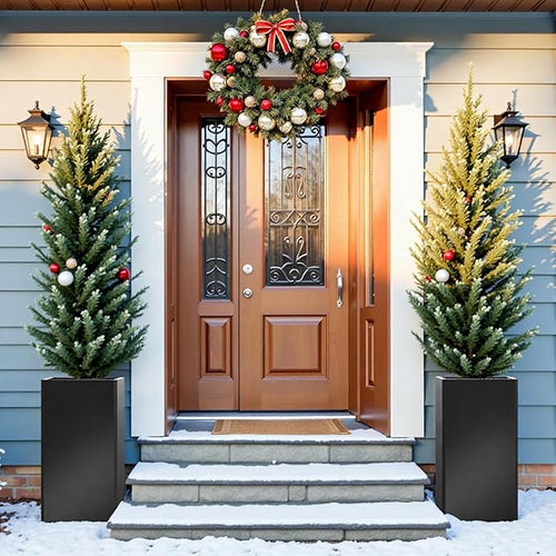 26" Tall Planters, Outdoor＆Indoor Black Planter Pots, Durable All-Weather Use - Image 2