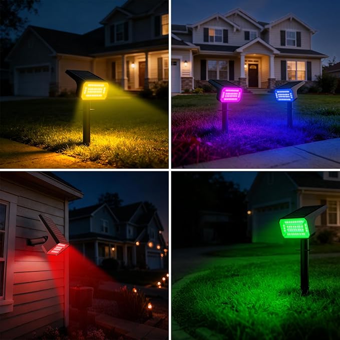 Fabrito Color Changing Solar Spot Lights Outdoor 10 Pack, Auto On/Off RGB - Image 7