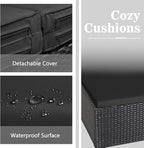 HAPPYGRILL Patio Rattan Daybed Outdoor Loveseat Sofa Set - Image 9