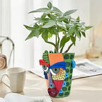 Abstract Face Planter Pots for Plants, Hand-Painted Colorful Flower Pots - Image 2